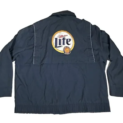 VTG Miller Lite Beer Delivery Uniform Jacket XL Blue Embroidered Full Zip USA • $50