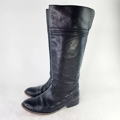 Frye Melissa Trapunto Pull On Riding Boot US 9.5 B Over The Knee Black Tall Boot • $76.45