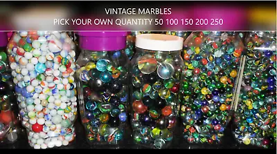 Bag(s) Of Vintage Marbles PICK YOUR OWN QUANTITY 50 100 150 200 250 300 • $19.86