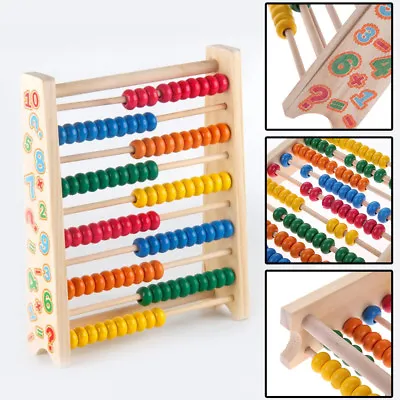 20cm Wooden Bead Abacus Counting Frame Childrens Kids Educational Maths Toys UK • £7.79