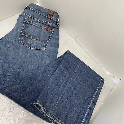 Size 28 Seven 7 For All Mankind Jeans 34  TALL Low Rise Bootcut Med Wash Denim • $27.98