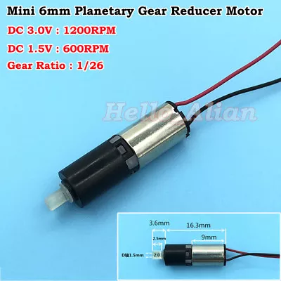 $8.45 • Buy DC1.5V-3V 1200RPM 6mm Micro Mini Planetary Gearbox Coreless Gear Motor Robot Car