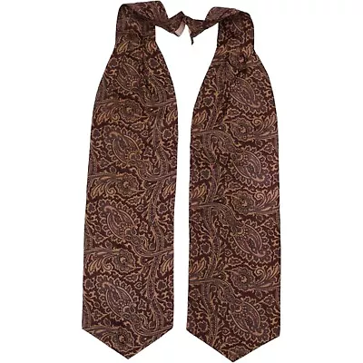 VTG FOLKESPEARE Mens Ascot Day Cravat Brown Purple Paisley Print Neck Tie Scarf • $22.39