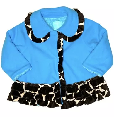 Mud Pie Blue Giraffe Print Fleece Jacket Coat Toddler Size 2T-3T • $25