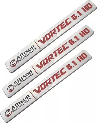 3x Allison Transmission 8.1 Hd 8.1L Vortec Emblems For 2500Hd 3500Hd Chrome  Red • $18.69