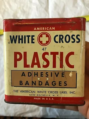 Vintage American White Cross Plastic Adhesive Bandage Tin- Empty • $9.95