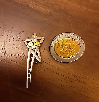 Vintage Mary Kay Cosmetics Consultant Pins~ Lot Of 2~ Sales Director & 11 Years • $12.99