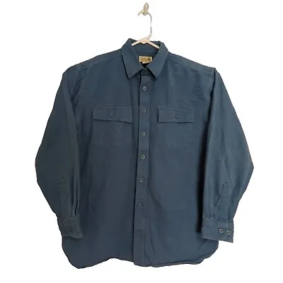 L.L.Bean - Mens Chamois Shirt Traditional Fit Long Sleeve Blue Cotton Size Large • $24.99