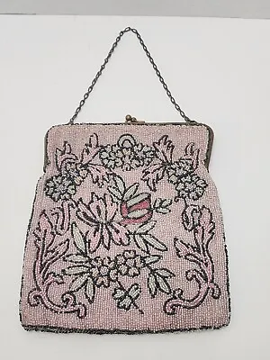 $0.99 • Buy Antique VINTAGE Hand Made In Belgium Beaded Purse Glass Beads METAL FRAME RARE!!