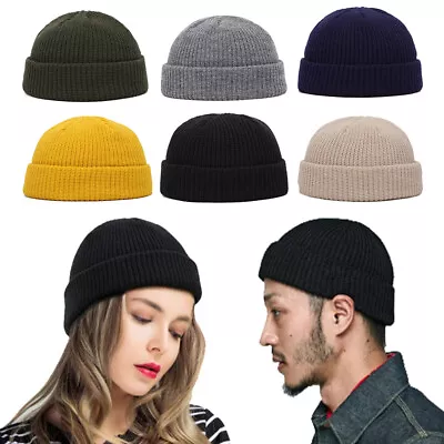 1x  Men Women Mini Fisherman Beanie Winter Spring Hat Soft Knitted Cap Fashion • $4.98