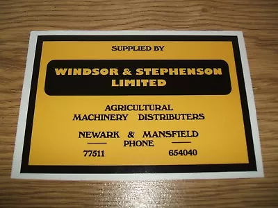 £6.99 • Buy 2 'windsor & Stephenson' Newark/mansfield, Dealer Decals-massey Ferguson Tractor