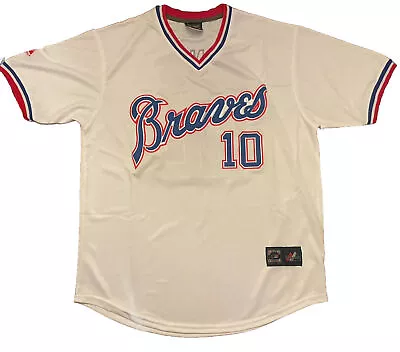 Chipper Jones #10 Atlanta Braves Size 48 (XL) Custom 1983 Throwback Jersey • $77