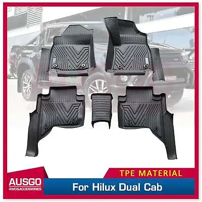 AUSGO 5D TPE Floor Mats For Toyota Hilux Auto Dual Cab 2015+ Door Sill Covered • $275.99