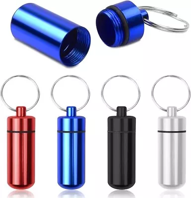 4 Packs Waterproof Metal Pill Fob Container Nitro Bottle Holder Keychain • $9.39