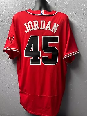 Chicago Bulls #45 Michael Jordan Nike Baseball Jersey Men's SZ: 56 Red - Used • $125.50