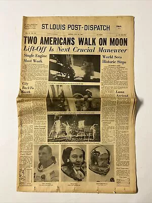 Original July 21 1969 “Two Americans Walk On Moon” Historic Newspaper 7/21/1969 • $39.99