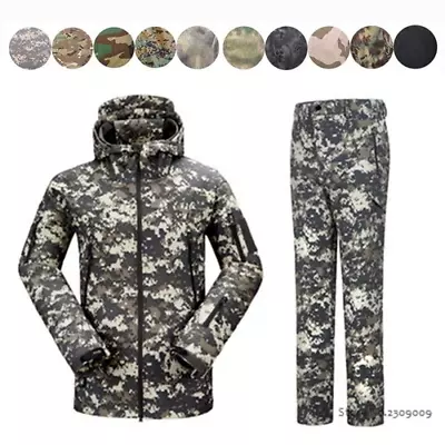 Waterproof Shark Skin Soft Shell Jacket Military Tactical Jacket Pants  Army  • $73.50
