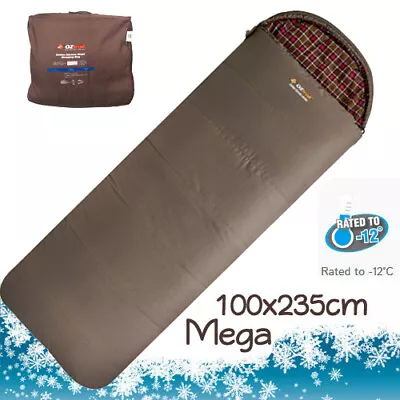 OZTRAIL COTTON CANVAS -12Cel. MEGA SLEEPING BAG (235 X 100cm) + CARRY  BAG • $129.99