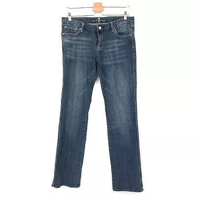 7 For All Mankind Kate Straight Leg Low Mid Rise Light Wash Jeans Blue 31 Womens • $33.75