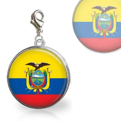 Ecuador Ecuadorian Flag Glass Top Clip On Charm For Bracelet Necklace Travel • $9.95