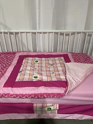 John Deere Pink Minky Baby Crib Bedding- Comes With Free Personalized Pillow • $250