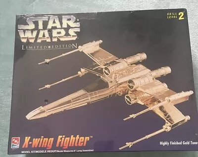 Star Wars X-Wing Fighter Limited Ed Gold Model AMT Skill Level 2 SEALED • $28