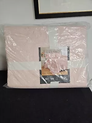 Martha Stewart Embroidered Pink King Quilt New • $149.99