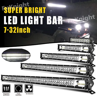 7  14  20  26  32  Dual Row Spot Flood Combo LED Light Bar Offroad Truck ATV SUV • $22.88