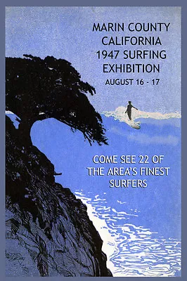 Surfing Marin California 1947 Surf Expo Ocean Vintage Poster Repro FREE S/H • $17.90