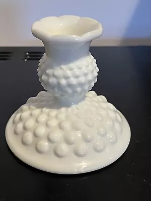 Fenton Milk Glass Hobnail Candle Holder 3.5” • $12