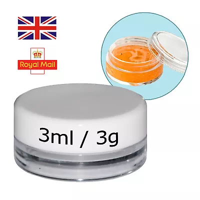 20 X 3ml / 3g SMALL ROUND PLASTIC SAMPLE POT JAR SAMPLE COSMETIC TRAVEL Jgw20 • £5.09