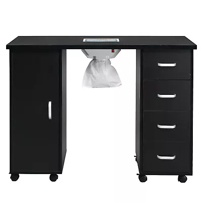 Black Nail Table With Fan And 4 Drawers For Manicure Salon Furniture • $210.50