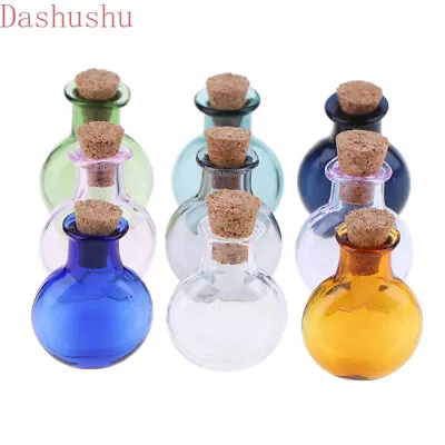 9PC Dollhouse Miniature 1:12 Glass Color Bottles Cork Bottles Tiny Jar Decor • $7.99