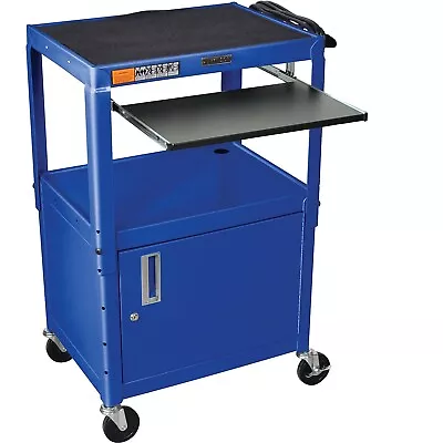 Luxor Steel Adjustable Hght AV Cart W/Cabinet & Pullout Keyboard Tray • $383.78