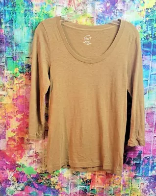 JR ~ J Crew Painter Tee Cotton 3/4 Sleeve Knit Scoop Neck ~ Caramel ~ Sz M • $16.99