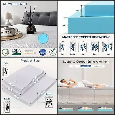 Memory Foam Mattress Topper Cooling Gel Infused Twin 39 X75  Cover Relief Pain • $52.52
