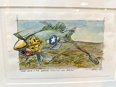 Derek Hess Original Hand Drawn Artwork Smallmouth P-40e Warbird C. 2014 • $1500