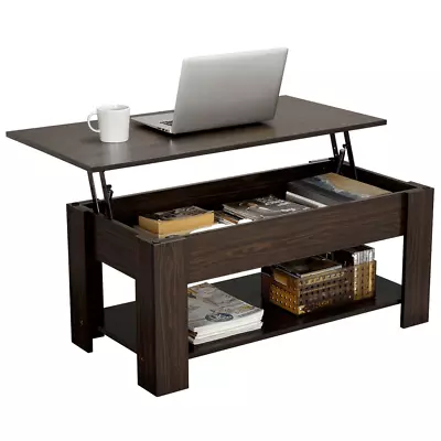 Easyfashion Modern 38.6  Rectangle Wooden Lift Top Coffee Table With Lower Shelf • $79.99