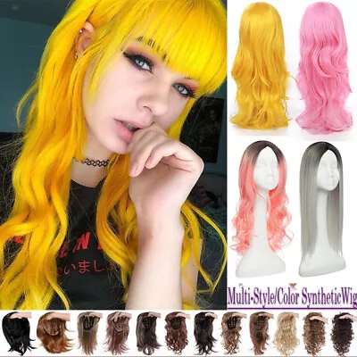 Fashion Lady Long/Short Wigs Wavy Synthetic Hair Cosplay Straight Full Wig Bangs • £19.50