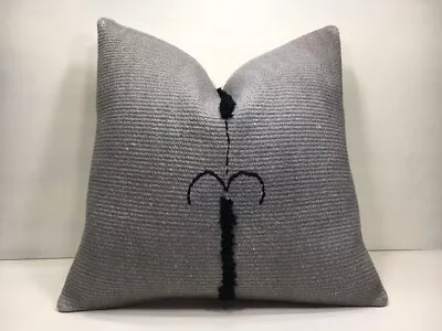 Gray Moustache Luxuriant Decorative Kilim Pillow Cover 20x20 Handmade Cushion • $29