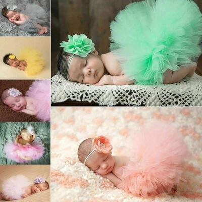 £5.99 • Buy Baby Girls Newborn Tutu Skirt & Headband Outfit Set Photo Shoot Prop 0-3 Months