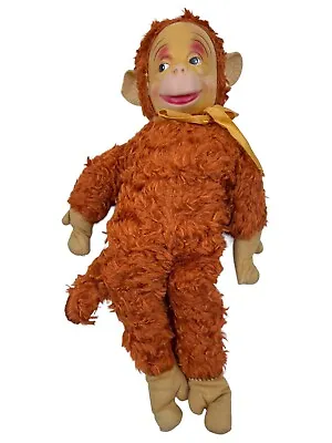 Classic Rubber Face Stuffed Monkey 1950's Rust Color Long Tail 14  Tall Vintage • $38.99