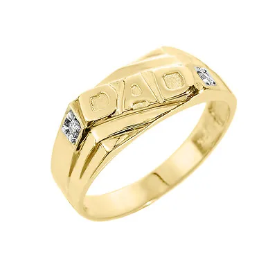 Solid Yellow Gold Men's Diamond  DAD  Ring • £301.11