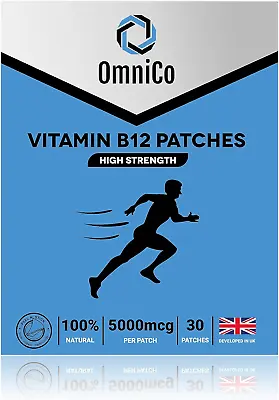 OmniCo Vitamin B12 Patches 5000mcg - Up To 7 Months Supply - 30 Patches - High - • £13.36