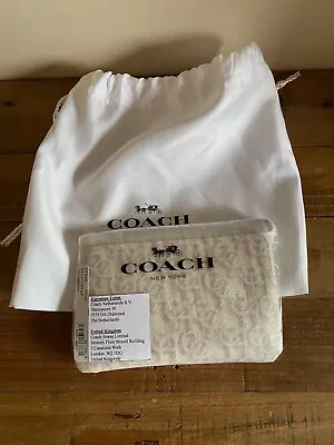 £35 • Buy Coach Corner Zip Wristlet With Coach Monogram Print And Dust Bag - Chalk