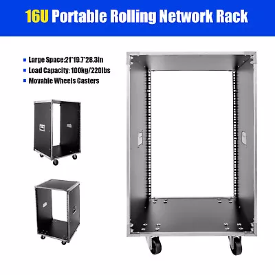 16U 19  Mobile Open Frame Rack Computer Audio Equipment Server Data Storage Rack • $101.65