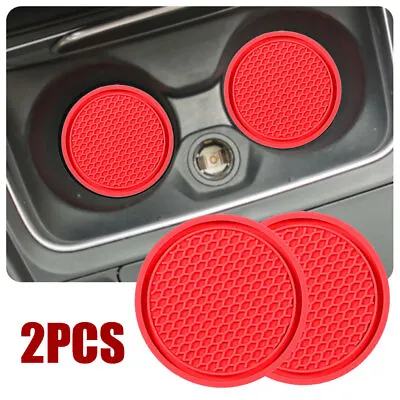 $7.95 • Buy 2x Car Cup Holder Anti Slip Insert Coasters Pads Mats Interior Accessories Red