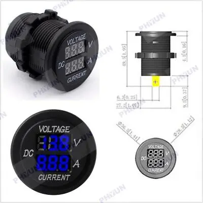 DC12V-24V Blue LED Dual Function Digital Voltmeter Ammeter Gauge Car Motorcycle • $14.86