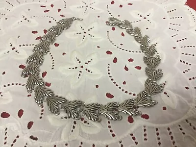 Signed DANECRAFT Vintage Sterling Silver V Leaf Link Necklace  • $99.99