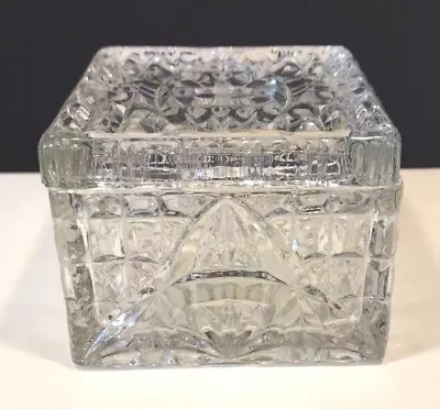 Glass Box Vintage Pressed Design W Lid 4.25x3.5x2.5  • $8.97
